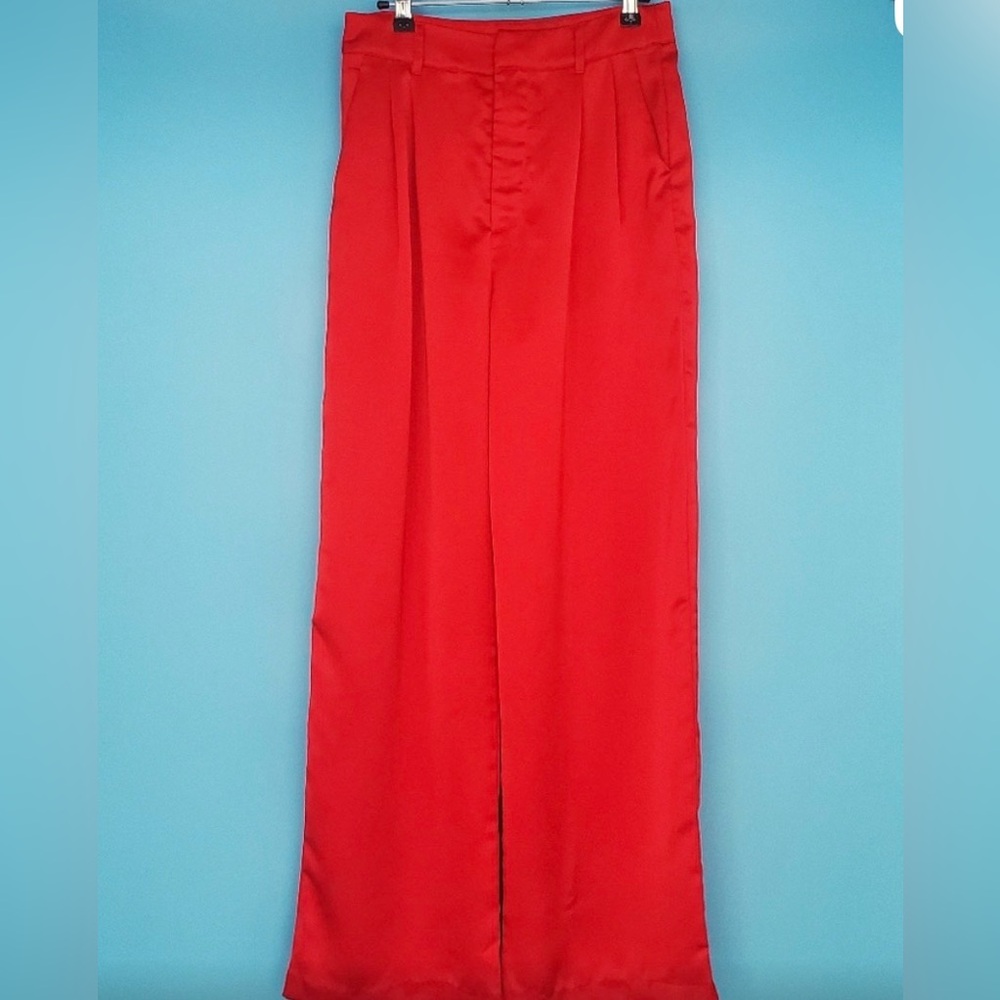 Abbeline Red Wide Leg Pants silky small